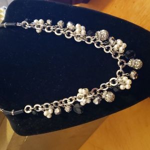 White House Black Market Faux Pearl and Rhinestone Baubles Link Necklace